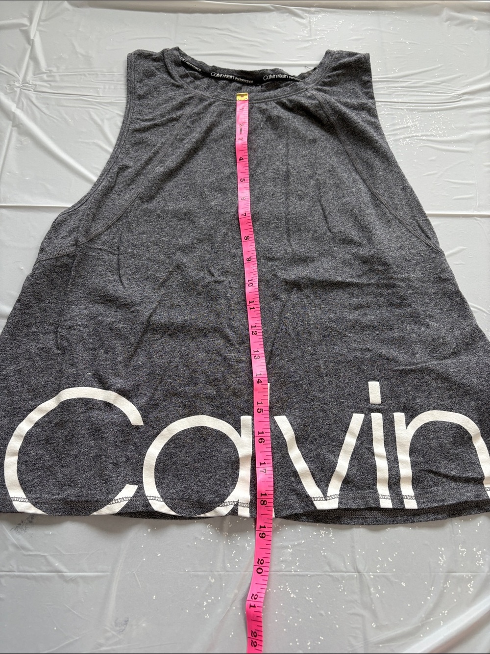 Calvin Klein Dark Gray Sleeveless Open Back Logo Tank - Picture 6 of 10